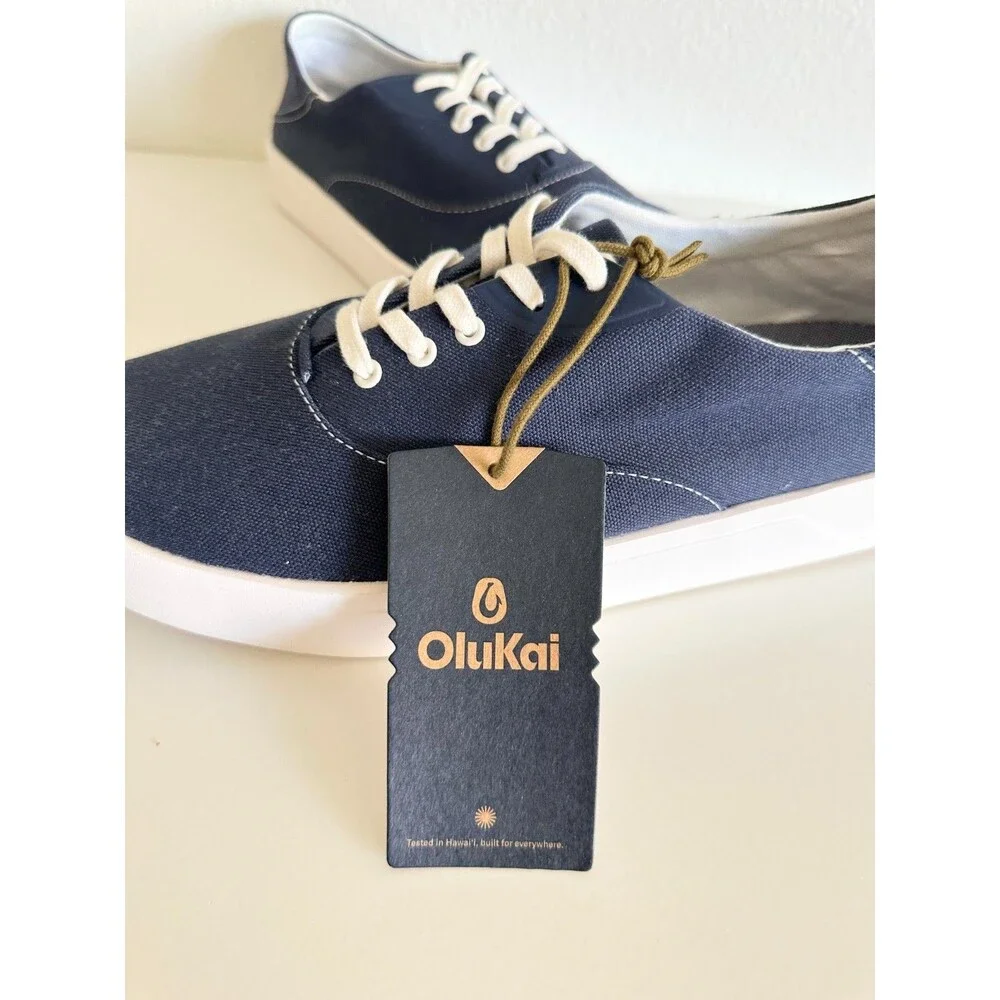 NWT Olukai Tradewind Mood Indigo Navy Blue Casual Shoes Sneakers Canvas Men's 10
